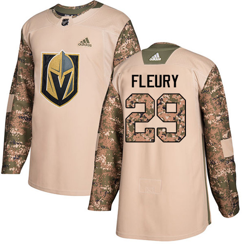 Adidas Golden Knights #29 Marc-Andre Fleury Camo Authentic Veterans Day Stitched NHL Jersey - Click Image to Close